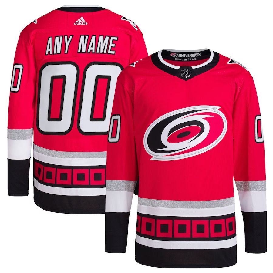 Men Carolina Hurricanes adidas Red 25th Anniversary Primegreen Authentic Pro Custom NHL Jersey